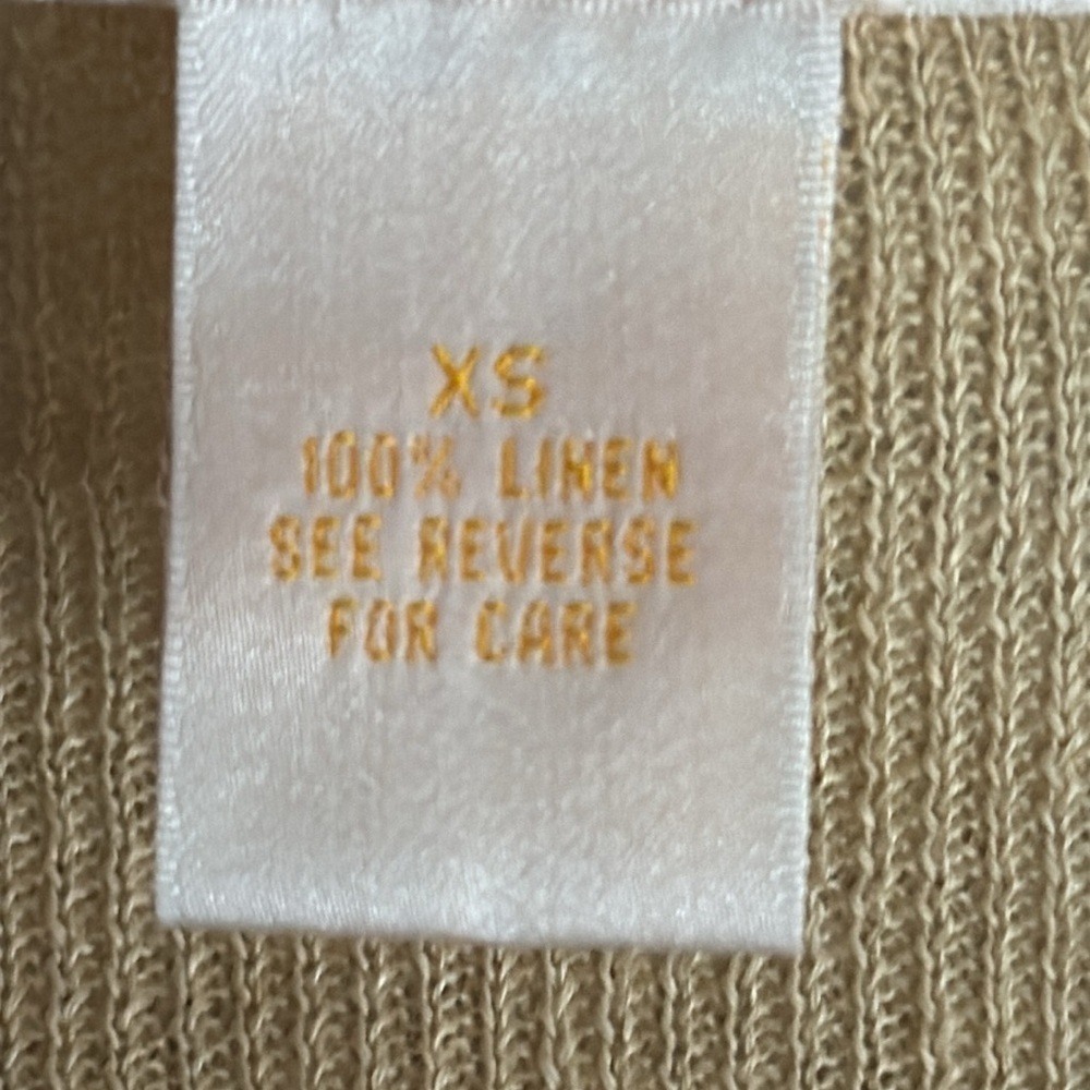 BROOKS BROTHERS Tan 100% Linen Cardigan Sweater Top Size XS S Vacation‎ Work - Picture 5 of 6
